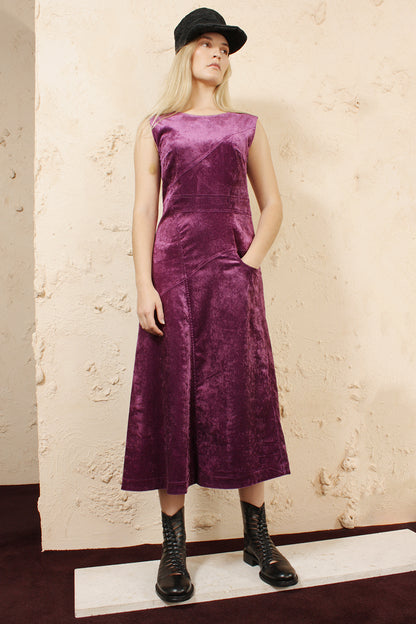 DOZRA VIOLET VELVET CORD DRESS