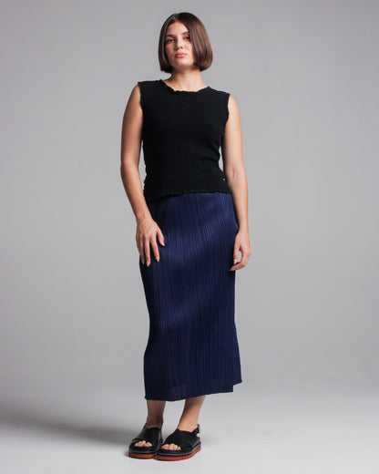 Navy Pleated Skirt