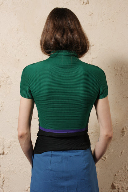 Colourblock Micro Pleat Top