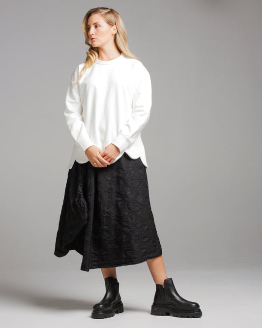 Black Jacquard Flared Skirt