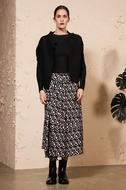 Micropleated Cardigan Black