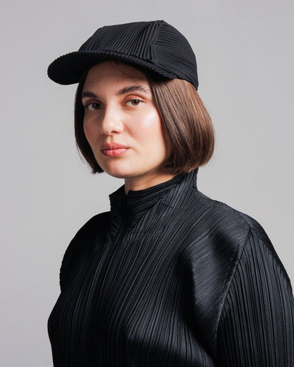 Black Pleated Cap
