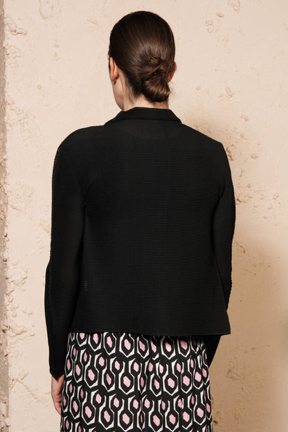 Micropleated Cardigan Black