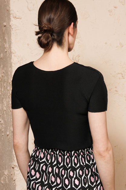 Micropleated Long Sleeve Black
