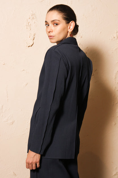 Soft Pleated Blazer Navy