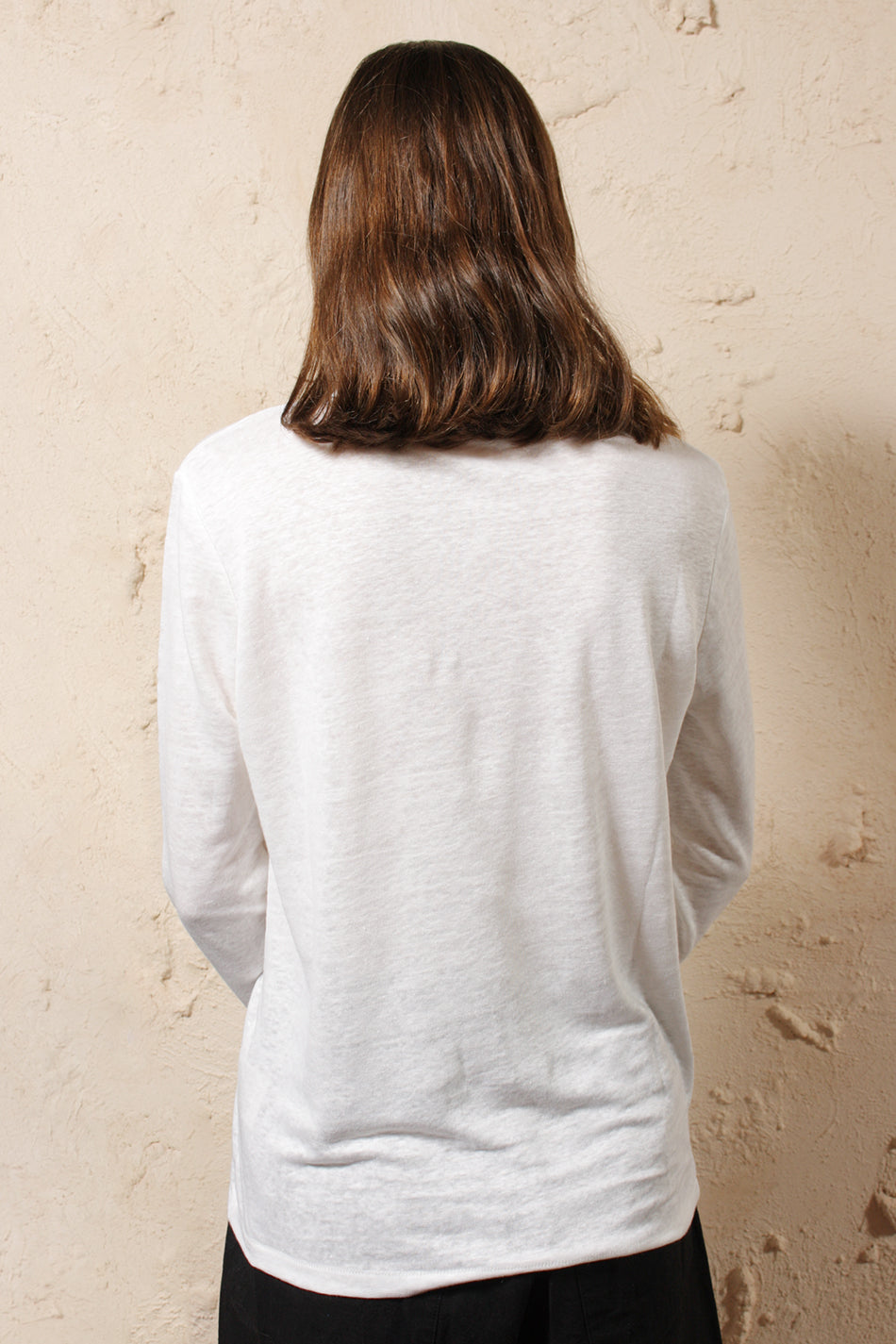 Linen Long Sleeve Tee Off White