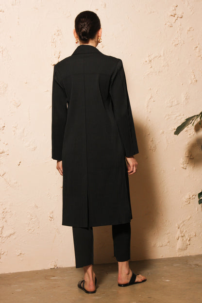 Soft Pleated Coat Black