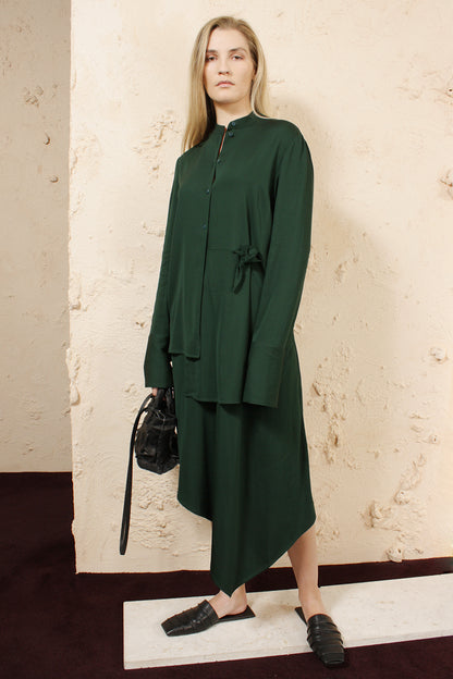 DEVLA GREEN DRESS WITH TWIST