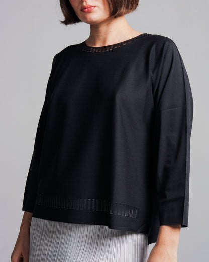 Black A-Poc Loose Long Sleeve Top