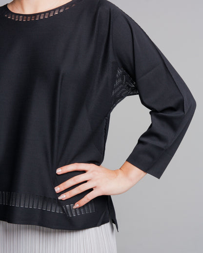 Black A-Poc Loose Long Sleeve Top