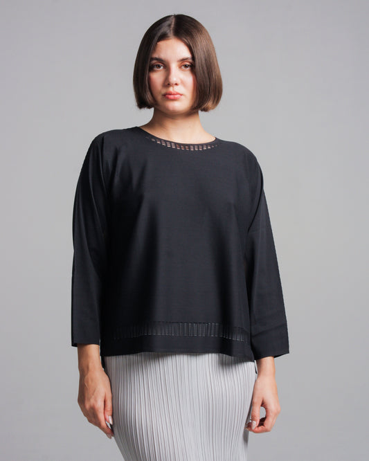 Black A-Poc Loose Long Sleeve Top