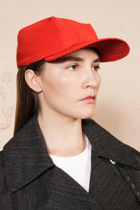 Pleated Cap Red