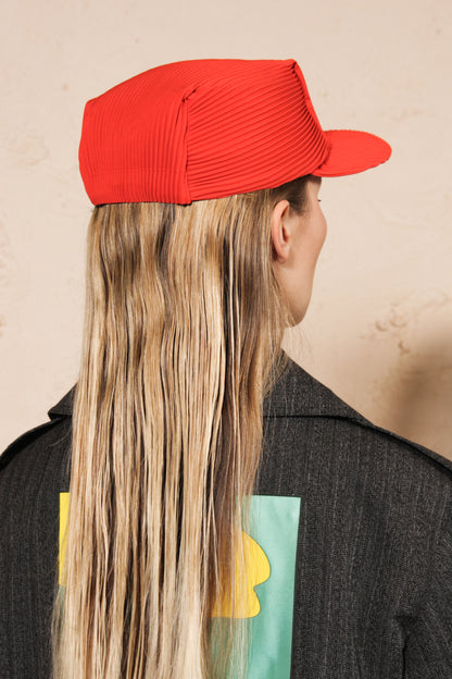 Pleated Cap Red