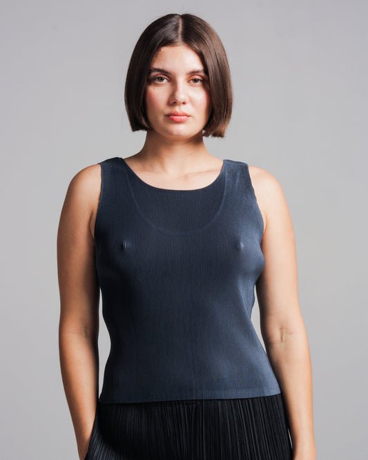 Dark Grey Pleated Tank Top