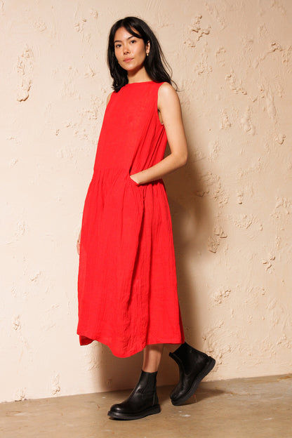 Red Linen Dress