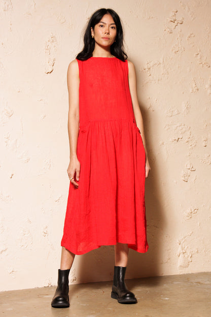Red Linen Dress