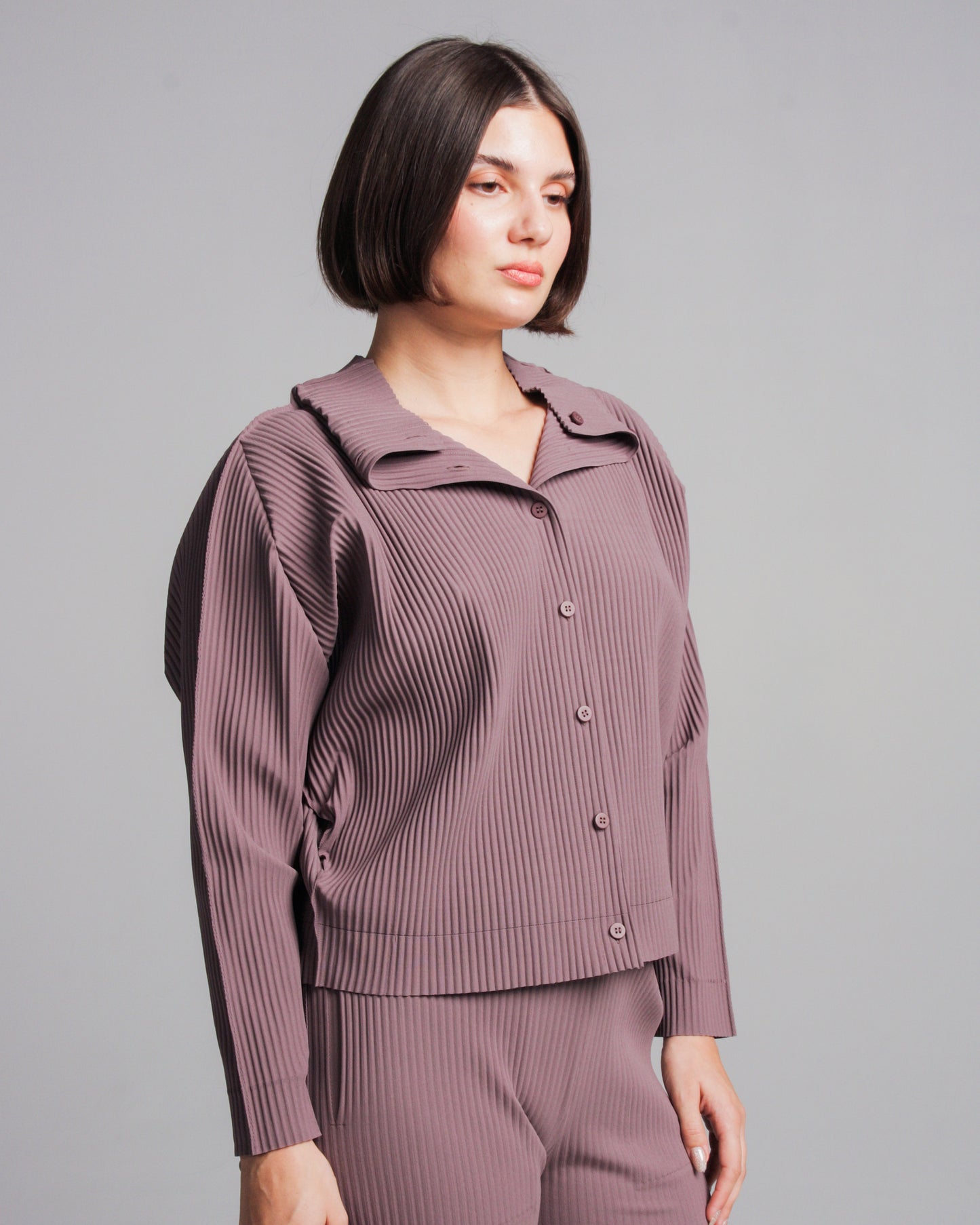 Cocoa Fine Knit Pleated Cardigan