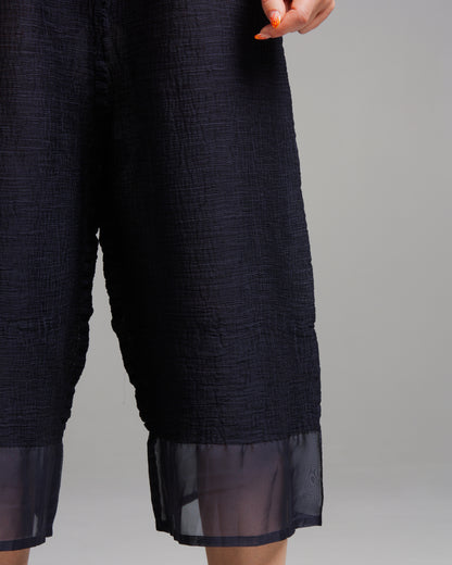 Navy Crepe Cropped Pants