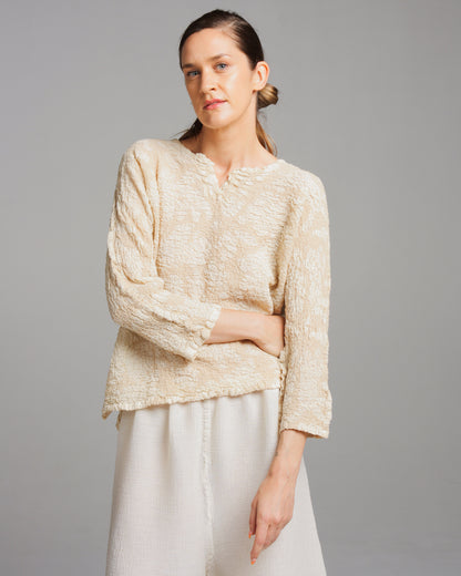 Beige Cauliflower Long Sleeve Top