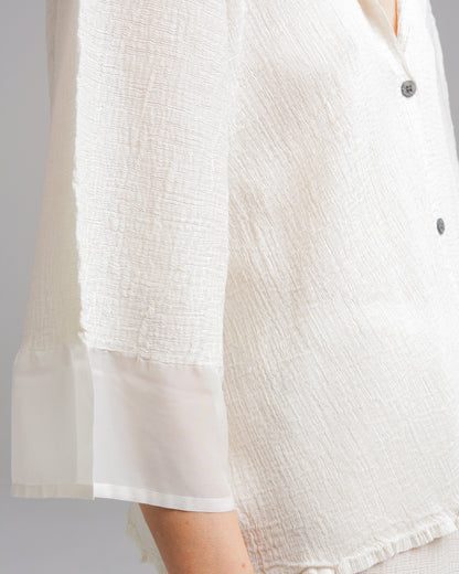Cream Crepe Button-Up Top