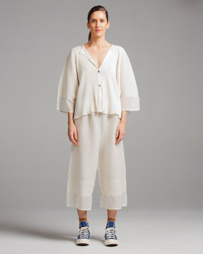Cream Crepe Cropped Pants