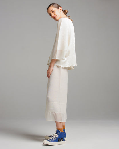 Cream Crepe Cropped Pants