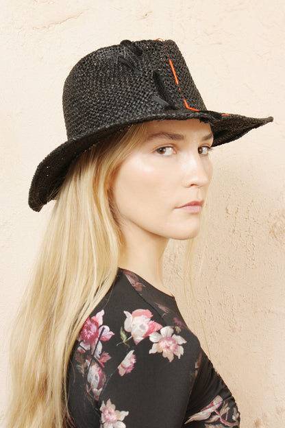 Norma Black Paper Hat