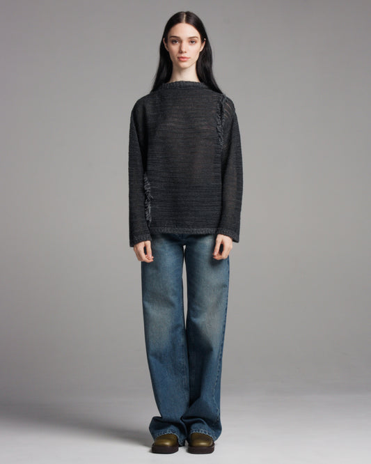 Dark Grey Distressed Long Sleeve