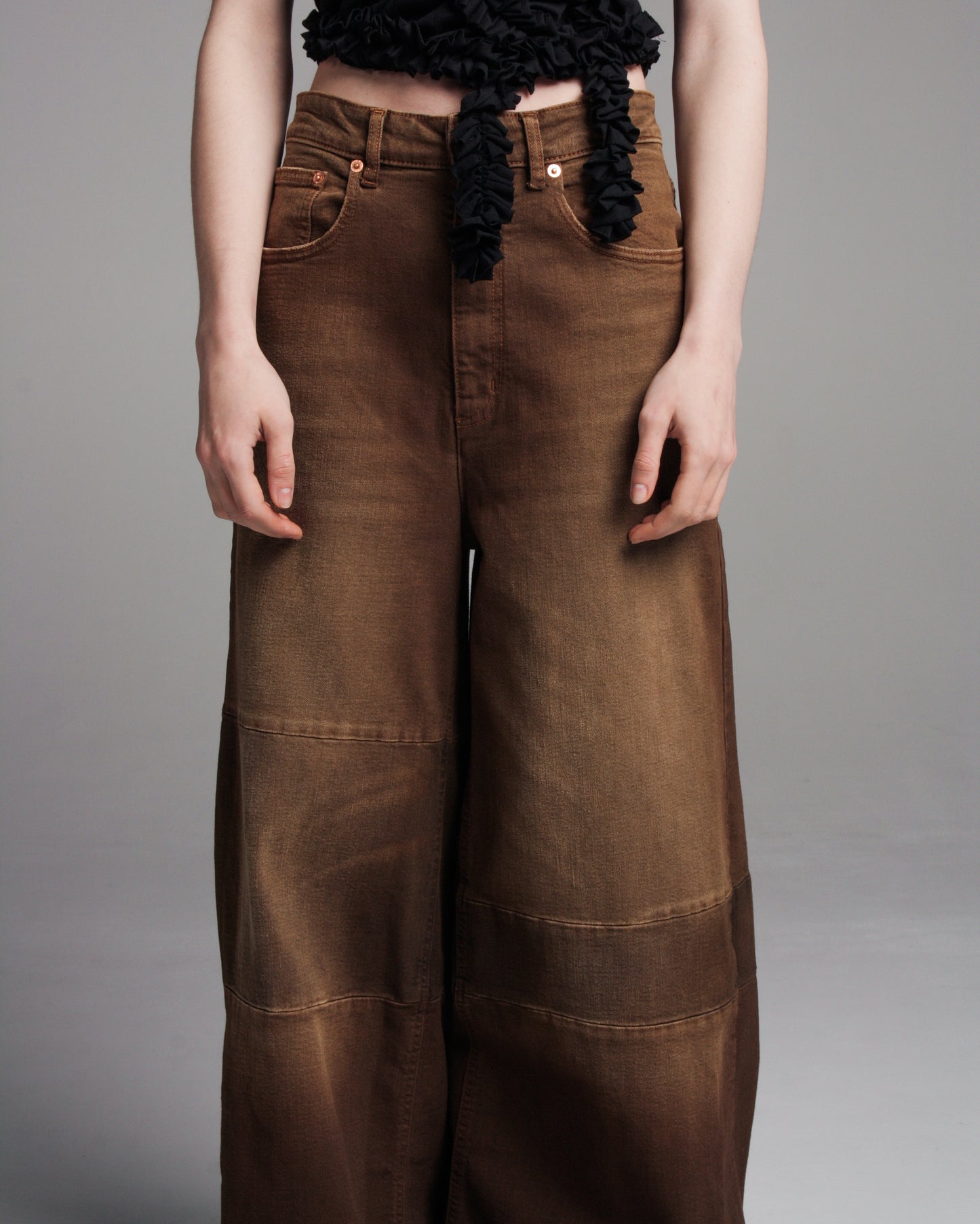 Brown Panelled Jeans