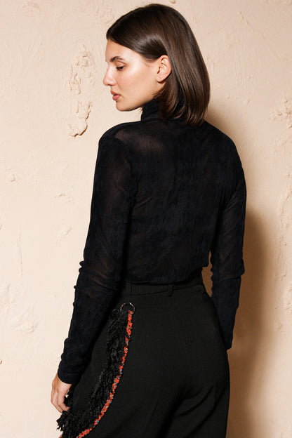 Navy Turtle Neck Top
