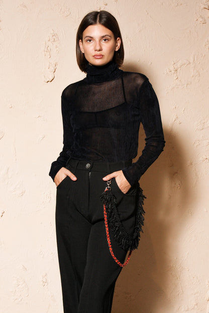Navy Turtle Neck Top
