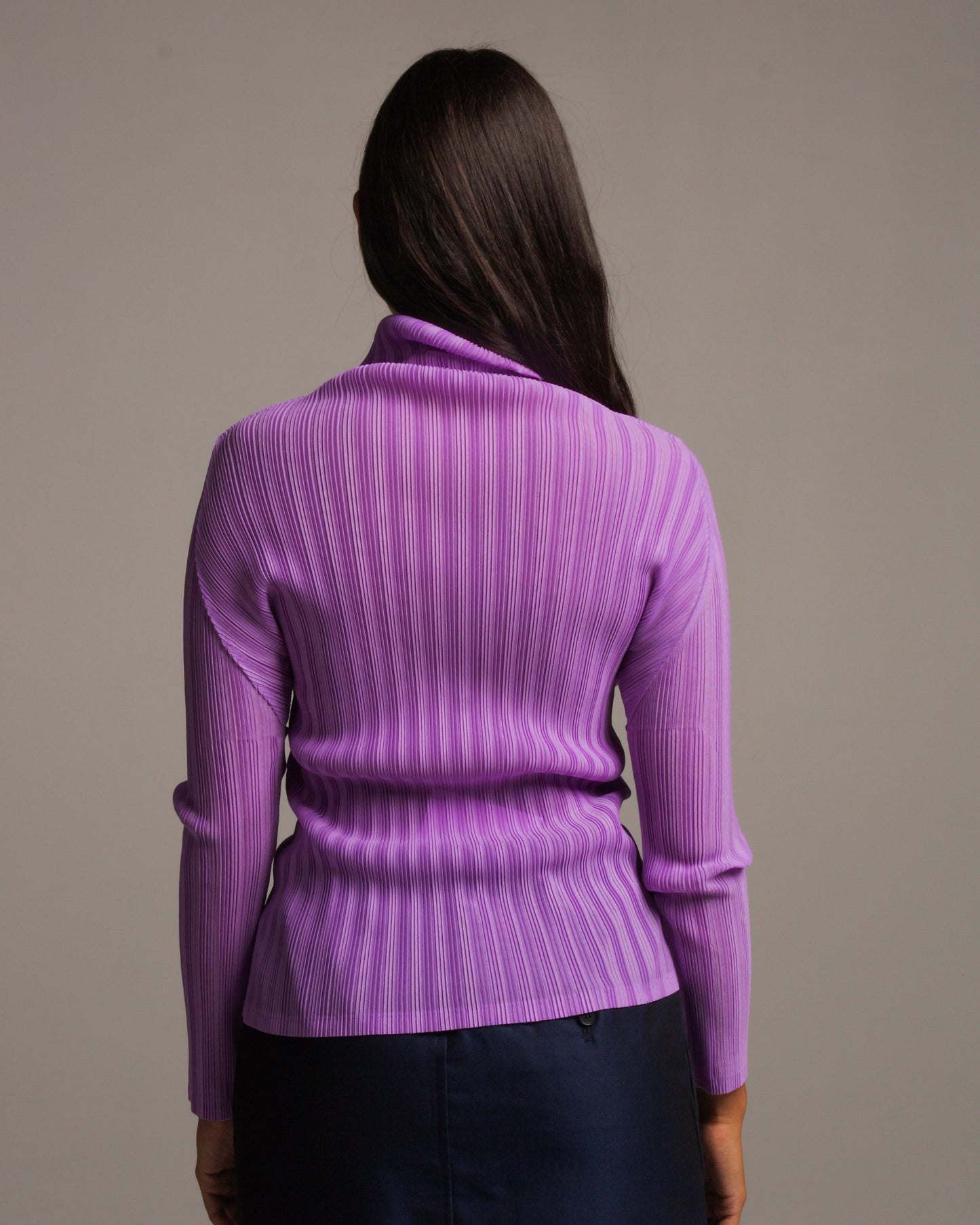 Purple Ribbed High Neck Top