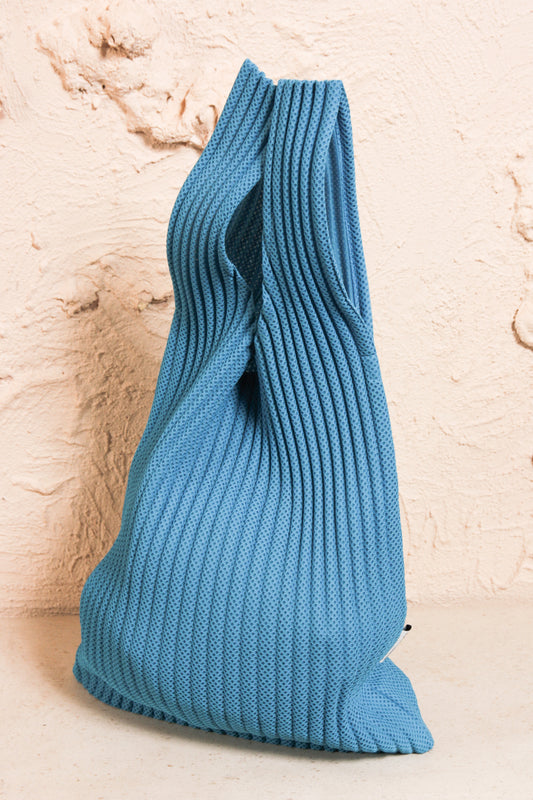 Raschel Pleated Bag Blue