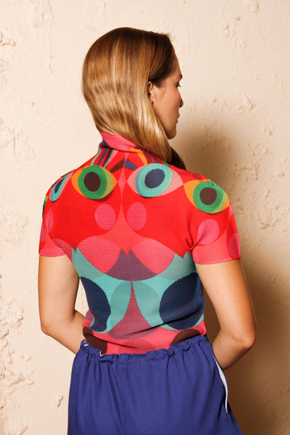 Medama Pink Micropleated Top