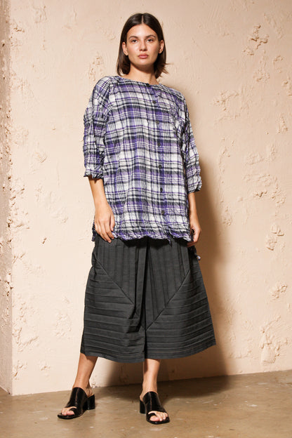 Purple Check Twist Shirt