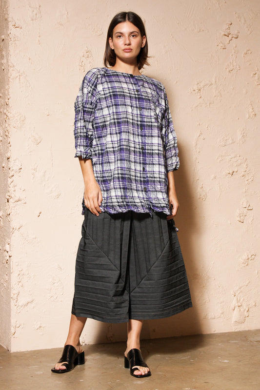 Purple Check Twist Shirt