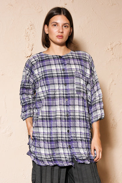 Purple Check Twist Shirt