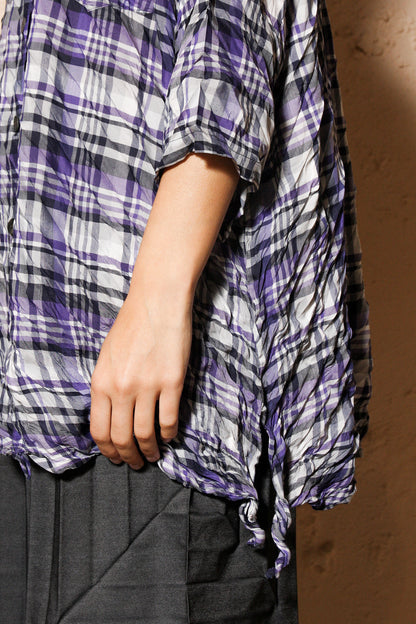 Purple Check Twist Shirt