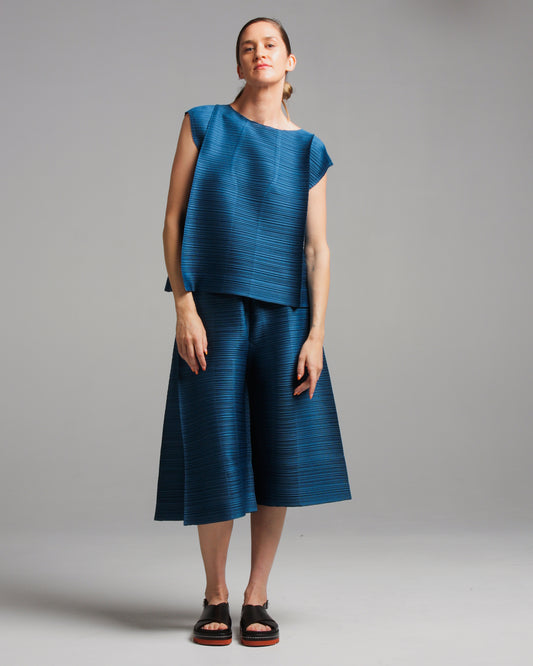 Teal Horizontal Pleat Sleeveless Top