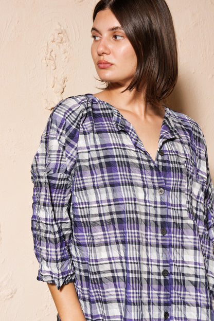 Purple Check Twist Shirt