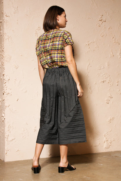 Dark Denim Pleated Trouser
