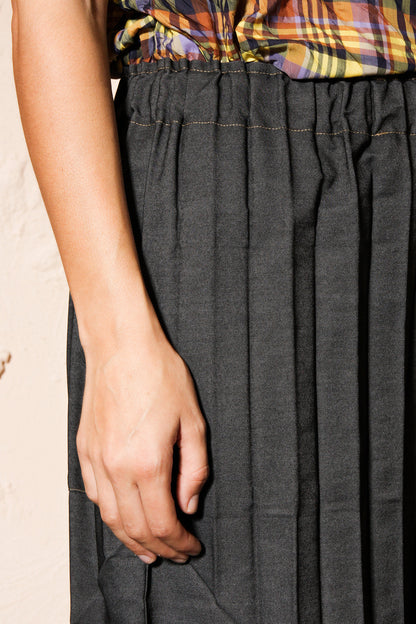 Dark Denim Pleated Trouser