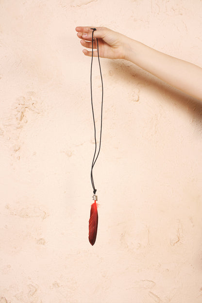 Feather Necklace Red