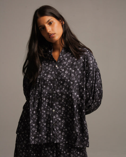 Floral Pattern Shirt Charcoal