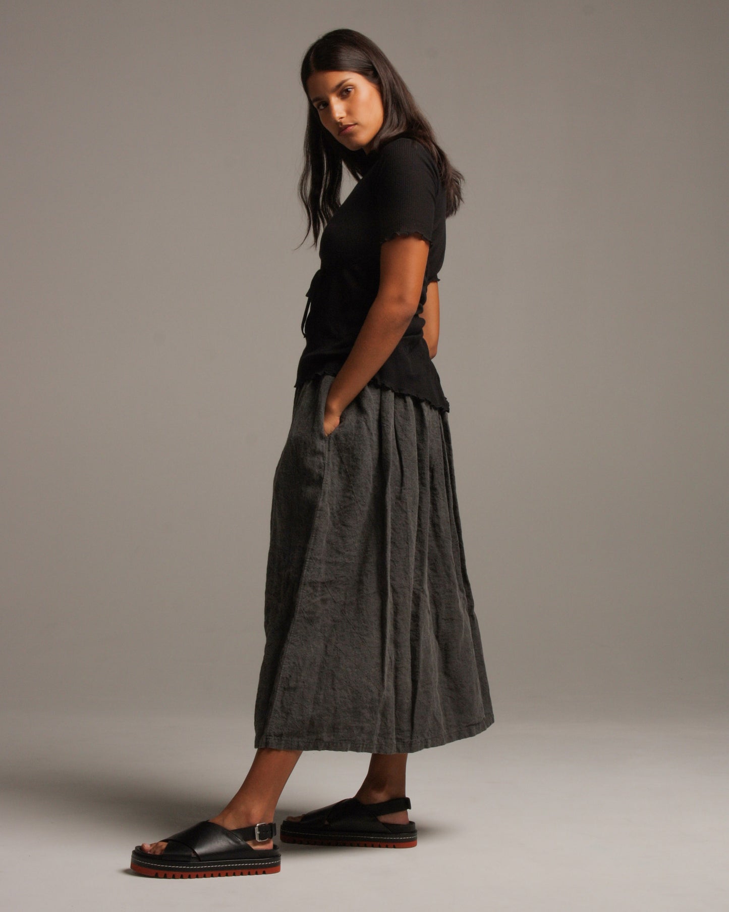 Dark Grey Linen Skirt