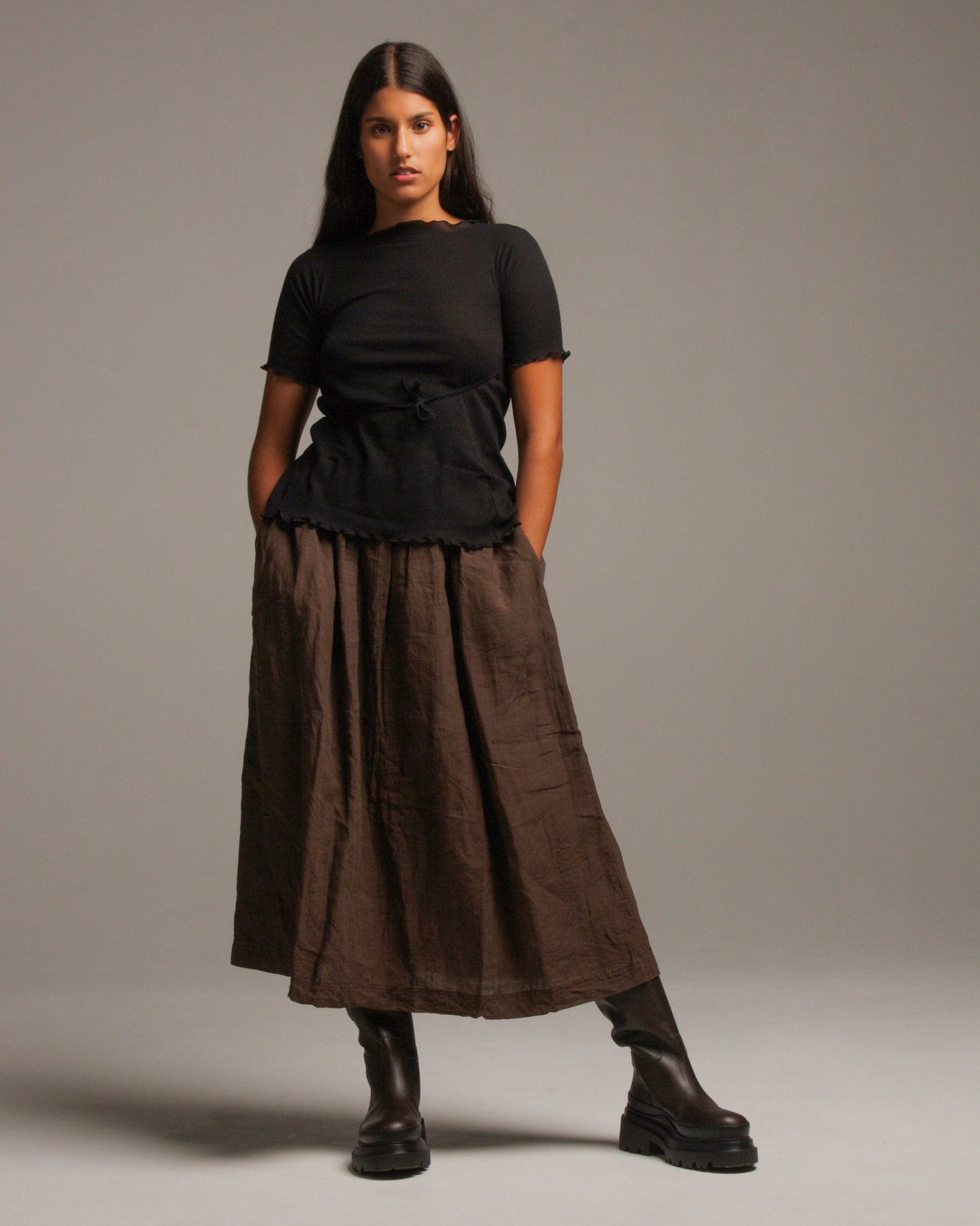 Brown Linen Skirt