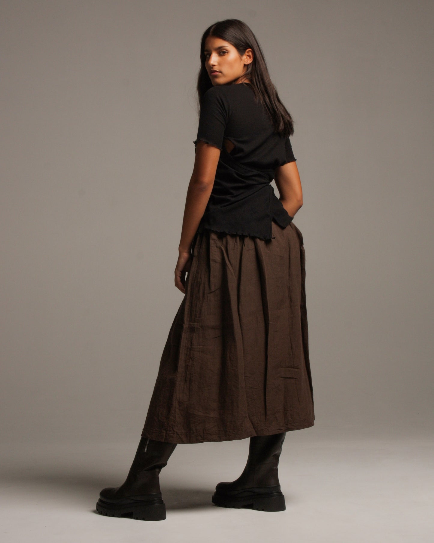 Brown Linen Skirt
