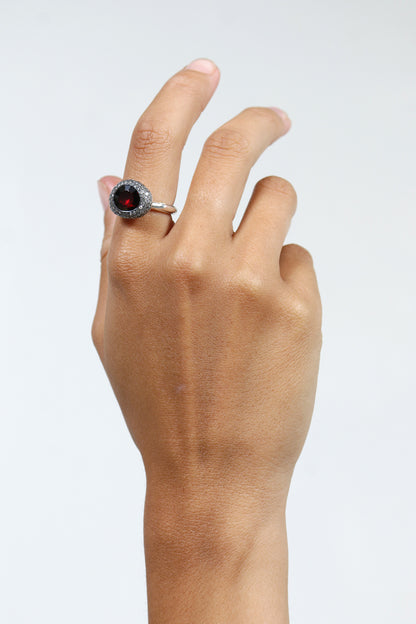Carrie Grey Diamond Garnet Ring