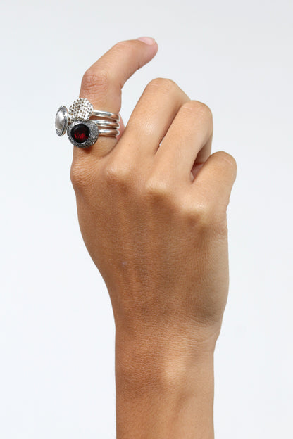 Carrie Grey Diamond Garnet Ring
