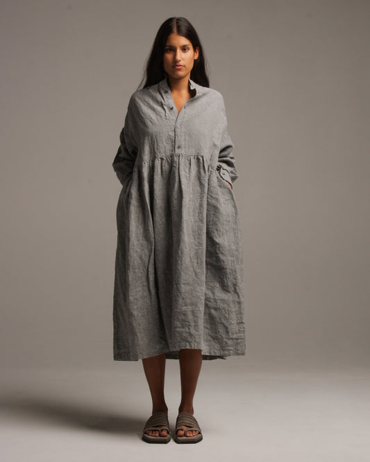 Light Grey Linen Shirt Dress